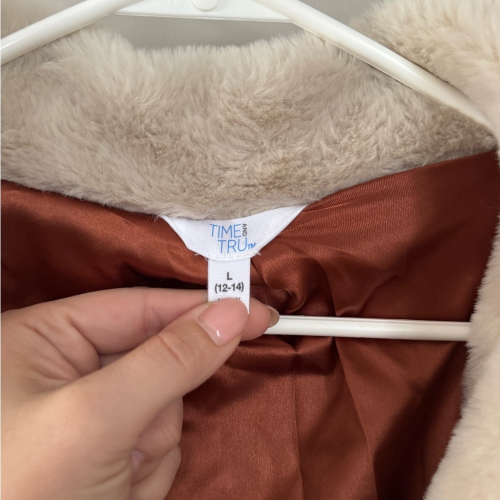Time and Tru Brown and Cream Teddy Jacket - Picture 2 of 3